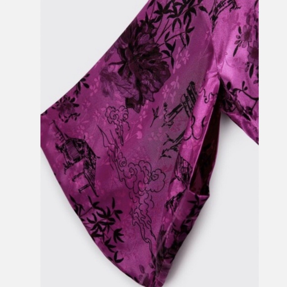 NWT, ZARA PRINTED JFUSHIA ACQUARD BLOUSE, S - Picture 8 of 9